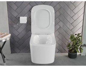Mexen Vivo, závesná WC misa 555x370x335 mm, Rimless Tornádo + WC sedadlo z duroplastu, biela lesklá, 30610200T