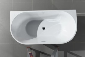 Erga Norah, voľne stojaca vaňa ku stene 150x70 cm + odtoková zátka, biela lesklá, ERG-NORAH-150070-WH-WH