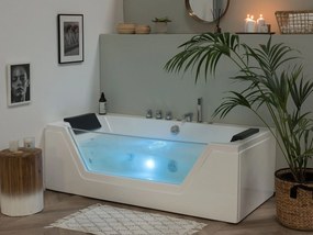 Vírivá vaňa s LED osvetlením 162 x 76 cm biela SAMANA Beliani