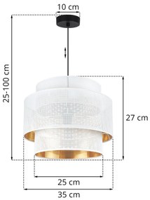 Závesné svietidlo Asti, 1x biele PVC tienidlo, (fi 35cm), g, b