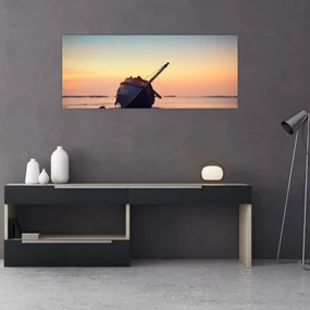 Obraz - Stroskotaná loď (120x50 cm)
