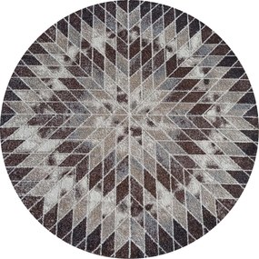 DY Hnedý okrúhly koberec s geometrickým vzorom Panamero 10 Rozmer: 100 cm
