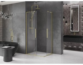Mexen Velar L Duo, sprchový kút s posuvnými dverami 90 x 80 cm, 8mm číre sklo, zlatá matná, 871-090-080-02-03-55