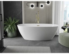 Mexen Eris, voľne stojaca vaňa 180 x 80 cm, biela, zlatý matný prepad, 53441808000-55