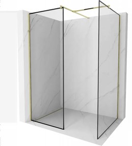 Mexen Kioto sprchová stěna Walk-in 150 x 120 cm, černý vzor, zlatá - 800-150-202-50-70-120