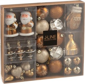 Krabička 45 vianočných plastových bronzových ozdôb – 30*6*30 cm