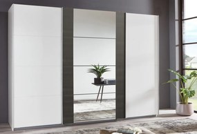 Šatníková skriňa Bern, šírka 313 cm/výška 208 cm, biela/antracitová oceľ