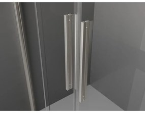 Mexen Velar L Duo, sprchový kút s posuvnými dverami 80 x 80 cm, 8mm číre sklo, brúsená oceľ, 871-080-080-02-03-97