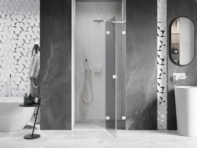 Mexen Lunar L, pravé otočné sprchové dvere 120 cm, 8mm číre sklo, biely profil, 834L-120-000-20-00-P