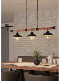 Závesné svietidlo v čiernej a prírodnej farbe s kovovým tienidlom OLDBURY – EGLO