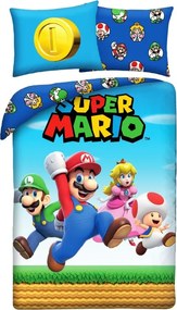 Halantex Obliečky z mikrovlákna 140x200 + 70x90 cm - Super Mario Bros "Coin"