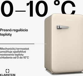 Klarstein Audrey Evo chladnička, 112 l, retro dizajn, tichá, kompaktná, 3 farby