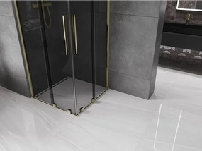 Mexen Velar Duo, sprchový kút s posuvnými dverami 80 x 80 cm, 8mm šedé sklo, zlatá lesklá, 871-080-080-42-50