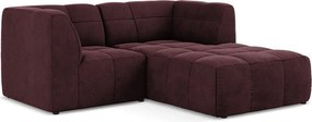 Vínovočervená zamatová rohová pohovka (pravý roh/s leňoškou) Aloha – Makamii