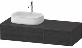 DURAVIT Zencha závesná skrinka pod umývadlo na dosku (umývadlo vľavo), 2 zásuvky, 1300 x 550 x 281 mm, dub čierny/grafit super matná, ZE4816016800000