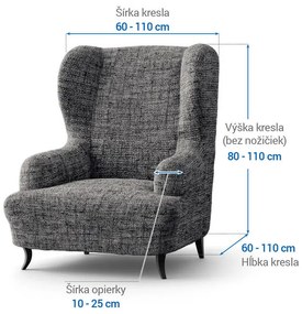 Bielastické poťahy VITTORIA šedá kreslo ušiak (š. 60 - 110 cm)