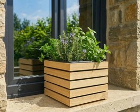 AMADEA Kvetináč s dreveným obalom, priemer 27,5x27,5x26 cm, drevený kvetináč