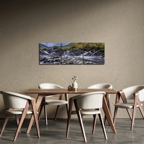 Obraz plynúcej vody (s hodinami) (90x30 cm)