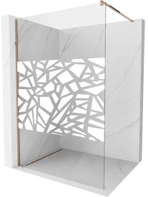 Mexen Kioto, sprchová zástena 70x200 cm, 8mm číre sklo s bielym vzorom, profil ružové zlato, 800-070-101-60-85