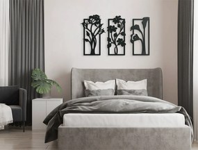 drevko Viacdielny obraz Kvitnúce kvety Rozmer obrazu: 38 x 65 cm, Farba dekorácie: Čierna
