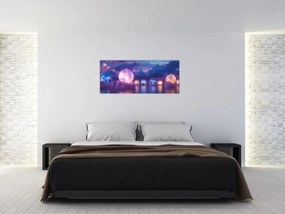 Obraz - Planéty na vode (120x50 cm)