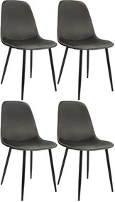 Sada 4 ks jedálenskej stoličky Maryam zamat - antracitová