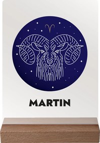 ČistéDrevo Vaše znamenie s menom na akrylovom skle - tmavý stojan Zvolte znamení zvěrokruhu: Blíženci