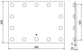 Mexen Dona, LED kúpeľňové zrkadlo s podsvietením 80 x 60 cm, 6000K, ochrana proti zahmlievaniu, 9818-080-060-611-00