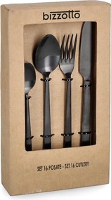 Čierny antikoro príbor 16 ks pre 4 osoby Hestia – Bizzotto