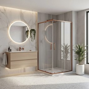 Rea City, sprchový kút s posuvnými dverami 100×90 cm, medená matná, REA-K6981