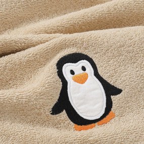 Goldea detský froté uterák - tučniak na béžovej 30 x 50 cm