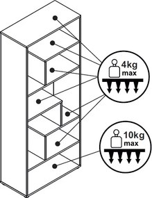 Vysoký regál Zigzag, dub sonoma