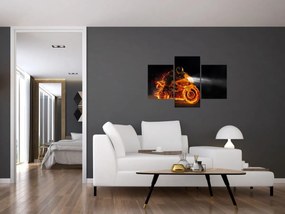 Obraz - Motorkár s plameňmi (90x60 cm)