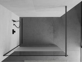 Mexen Kioto, sprchová zástena Walk-In 140 x 200 cm, 8mm číre sklo-námraza, grafitový profil, 800-140-101-95-35