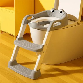 Detské sedadlo na toaletu so schodíkmi a rebríkom, sivé, ECOTOYS