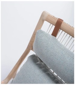 Kreslo s konštrukciou z dubového dreva s modrosivým textilným sedadlom Gazzda Dedo