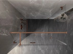 Mexen Lunar T, sklápací sprchový kút ľavý 100 x 120 cm, 8mm číre sklo, medený matný profil, 834T-100-120-65-00-L