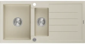 Mexen Andres - granitový drez 100,0x50,0cm, 1,5-komorový, béžová, 6515101510-69