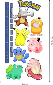 PIPPER. Detský meter Pokemón - textilná nálepka na stenu