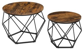 Vasagle Set konferenčných stolíkov VERA,50x40cm/40x36cm, hnedá/čierna