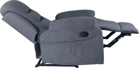 Relaxačné polohovacie TV kreslo FORN — látka, sivá, nosnosť 130 kg