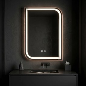 Rea ZONE, LED zrkadlo 60x80cm v ráme, brúsené ružové zlato, HOM-00300