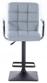 LuxuryForm DESIGN Barová stolička VERONA na čiernej hranatej podstave - šedá