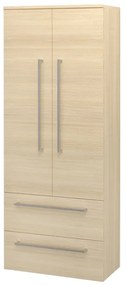 Mereo Mereo, Bino, kúpeľňová skrinka vysoká, dvojitá, 163 cm, biela, biela/dub, MER-CN639