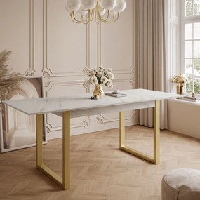 ROZKLADACÍ JEDÁLENSKÝ STÔL DANILO MRAMOR LEVANTO + ZLATÉ U NOHY 140 / 195 cm