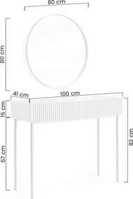 Toaletný stolík Nicole so zrkadlom 80 cm - čierny mat / čierna