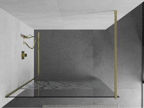 Mexen Kioto, sprchová zástena Walk-In 80 x 200 cm, 8mm číre sklo biely vzor, zlatý matný profil, 800-080-101-55-85