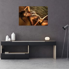Obraz ženy ležiacej na pláži (90x60 cm)