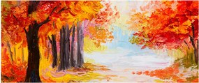 Obraz - Olejomaľba, farebná jeseň (120x50 cm)