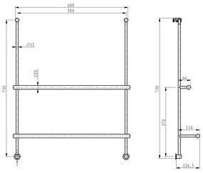 SAPHO 1301-09B závesný držiak na uteráky pre sprchovú zástenu 60 x 73 x 12,5 cm, čierna mat
